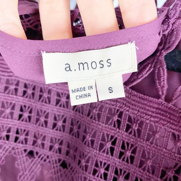 A. MOSS Anthropologie Purple Plum Lace Top - Picture 3 of 4